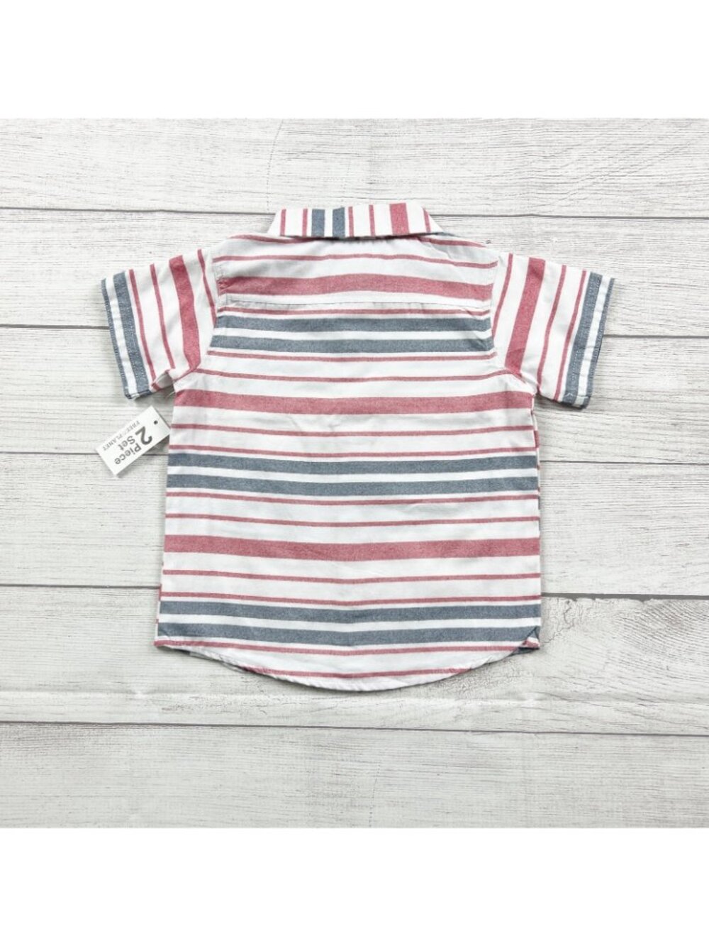Free Planet Outfit Set 2-Piece Striped Button Up Shirt Shorts NWT 2T - Picture 4 of 7